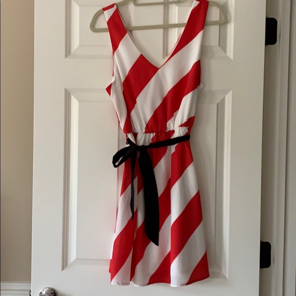 Everly Red & Black Dress with tie